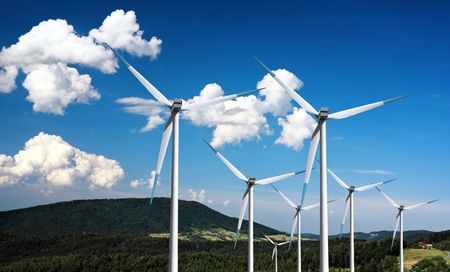 Wind turbines in the mountain