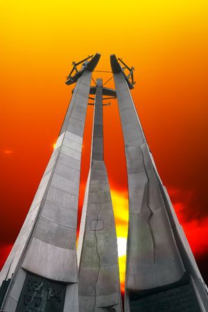 Three Crosses Monument, Gdansk, Polandの写真素材