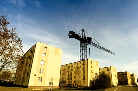 Crane and building