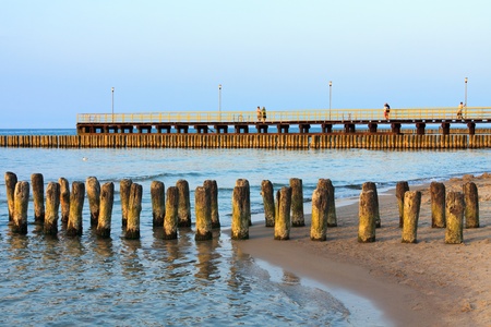 Seacoast in light of the setting sunの写真素材