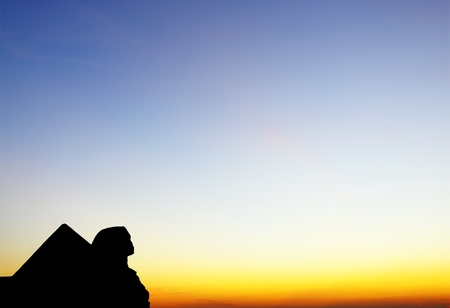 Egyptian sphinx and pyramidの写真素材