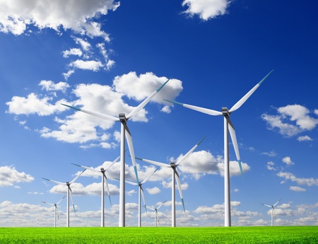 Clouds and windmillsの写真素材