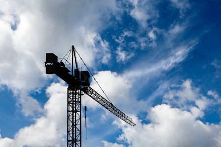 Crane on blue skyの写真素材