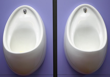 Public toilet with urinalsの写真素材