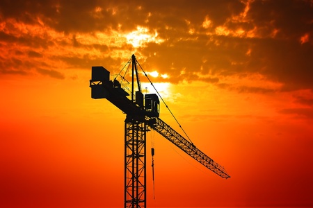 Crane at sunsetの写真素材