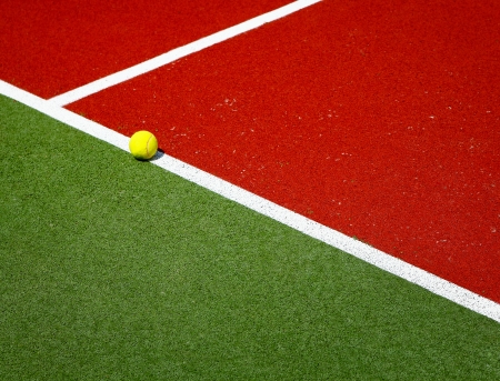 Tennis court with ballの写真素材