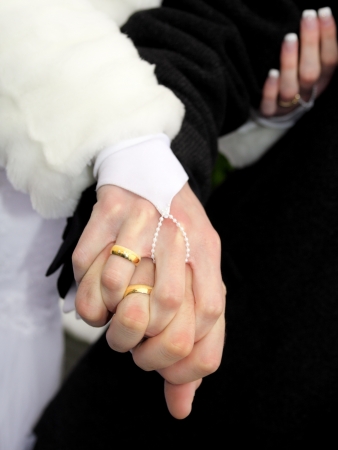Wedding couple hands の写真素材