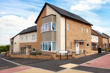 Houses on a typical english residential estateのeditorial素材
