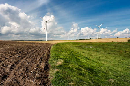 Agricultural fields and wind power generators