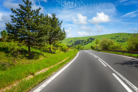 Empty asphalt road highway in the mountainsの写真素材