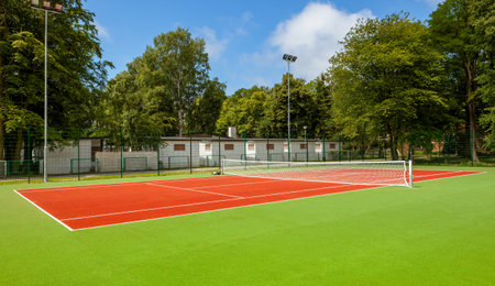 View of the tennis courtの写真素材