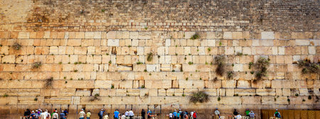 Panoramic View to the Prayers Near the Western Wall Jerusalemの写真素材