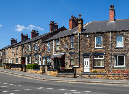 English street with typical traditional buildingsの写真素材