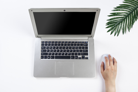 Laptop on white backgroundのeditorial素材