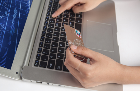 Online shopping by credit cardのeditorial素材