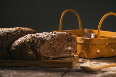 Baked bread dessert close up viewの写真素材