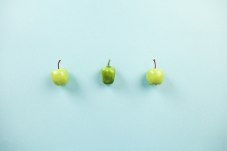 green apple and bell pepperの写真素材