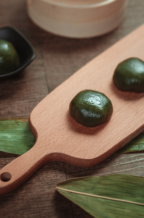 Traditional chinese gourmet on wooden backgroundの写真素材