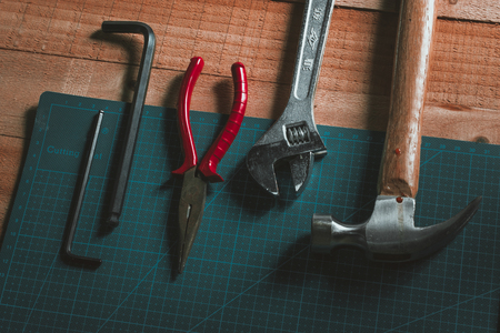 Handcraft worktable toolsのeditorial素材