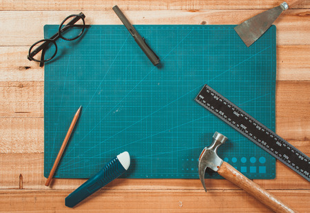 Handcraft worktable toolsのeditorial素材