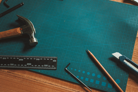 Manual tool on table worktableの写真素材