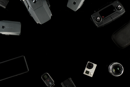 Aerial photographers and photographic equipmentの写真素材
