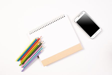 Pencil calendar and mobile phoneの写真素材