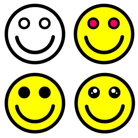Smiling emoticons isolated on white background. Vector illustration.の写真素材