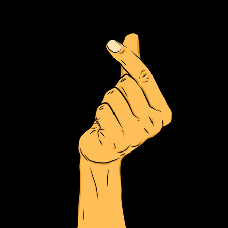 Hand shows the index finger up. Vector illustration on a black background.の写真素材