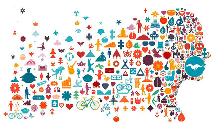 Colorful vector illustration of a map of the Netherlands with travel iconsの素材