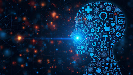 Artificial intelligence (AI) and machine learning concept. 3D Renderingの素材