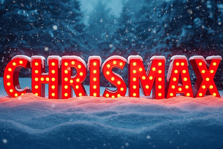 Christmas and New Year background with red letters in the shape of a Christmas tree.の素材