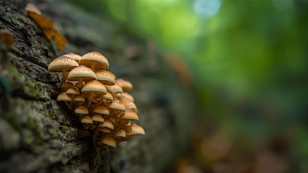 Mushrooms growing on a tree in the forest. Selective focus.の素材