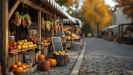 Autumn market in the old town of Riga, Latvia.の素材