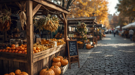 Autumn market in the old town of Riga, Latvia.の素材