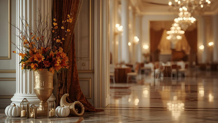 Luxury interior of the hotel hall. 3D rendering.の素材