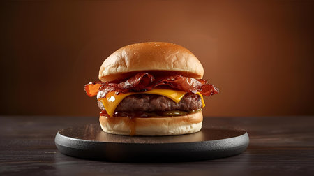 Cheese burger - American cheese burger with bacon, onion, tomato and mayonaiseの素材