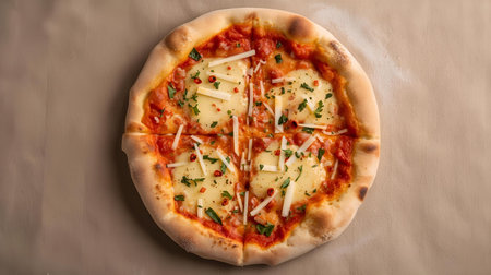 Pizza with mozzarella cheese, tomato sauce and parsleyの素材