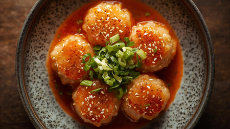 Gyoza dumplings in sweet and sour sauce, Japanese foodの素材