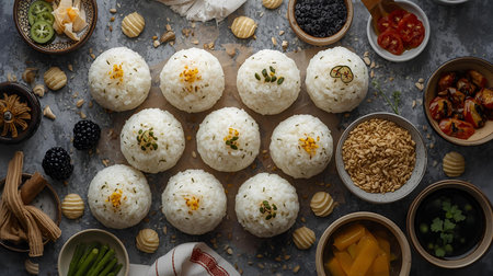 Korean traditional food Songpyeon, glutinous rice cakeの素材