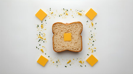 3d rendering of a sandwich with cheese on a white background.の素材