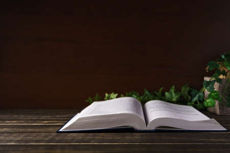 Hardback book on dark background