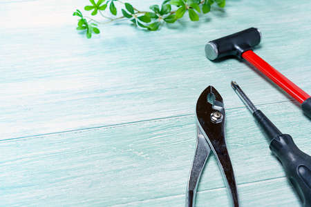 DIY tools placed on a wooden board
