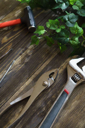 DIY tools placed on a wooden board