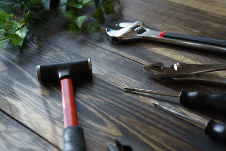 DIY tools placed on a wooden board