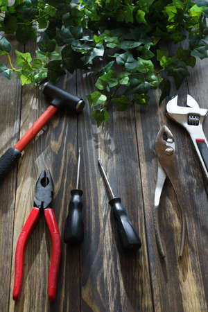 DIY tools placed on a wooden board