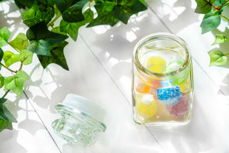 Close up of Japanese candys. (Japanese candy 'Bekkoame')の写真素材