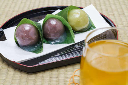 Japanese traditional summer sweet ‘kudzu manju’ (mizu manju)の写真素材