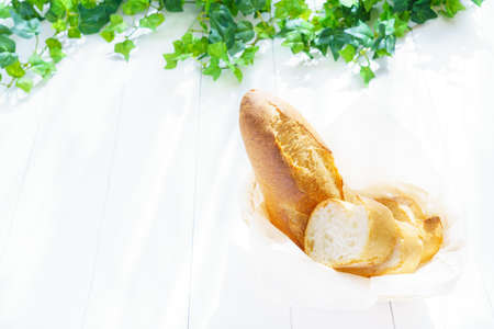 Bread on wooden tableの写真素材