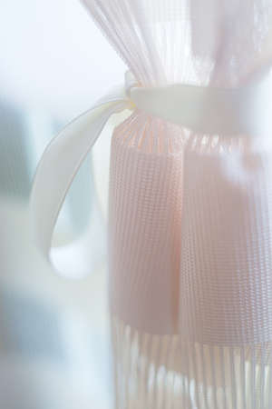 Lace curtain window with morning light, Home Interior decorationの写真素材